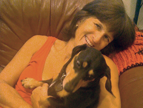 Marion Winik and Beau at the wine bar, summer 2009